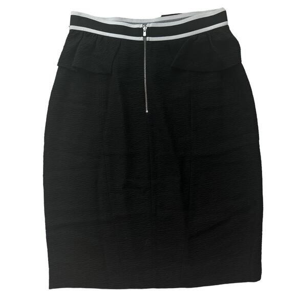 Sandro Textured Preppy Business Peplum Pencil Skirt, Black/White, US Size 6 - Picture 2 of 9